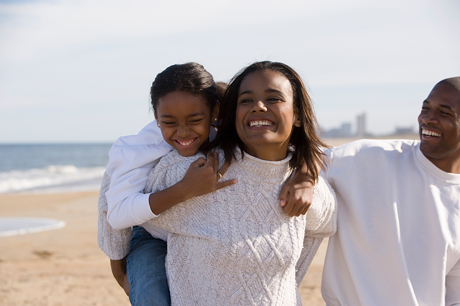 Family on beach